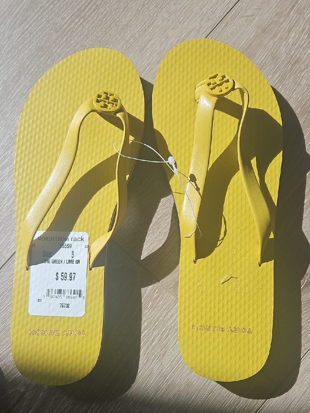 Tory Burch Lime Yellow Logo Flip Flop Sandals